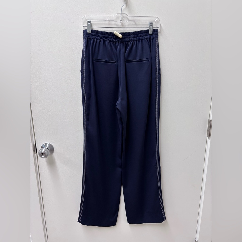 NWT Rebecca Taylor Pull-On Navy Wide Leg Satin Trousers